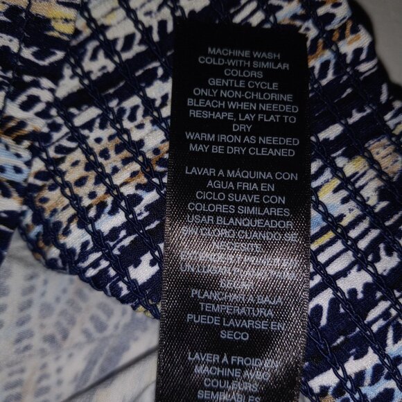 WHBM Size S Blouse Top Womens Sleeveless Ruffle Neck Tie Abstract Printed Design - Picture 10 of 10